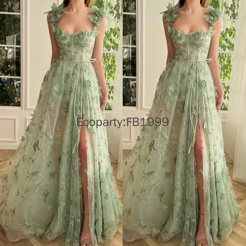 New Women Corset Long Tulle Prom Dress with Lace 3D Butterfly Sexy Slit Ball Gown Evening Dresses Wedding Formal Party Vestidos
New Women Corset Long Tulle Prom Dress with Lace 3D Butterfly Sexy Slit Ball Gown Evening Dresses Wedding Formal Party Vestidos