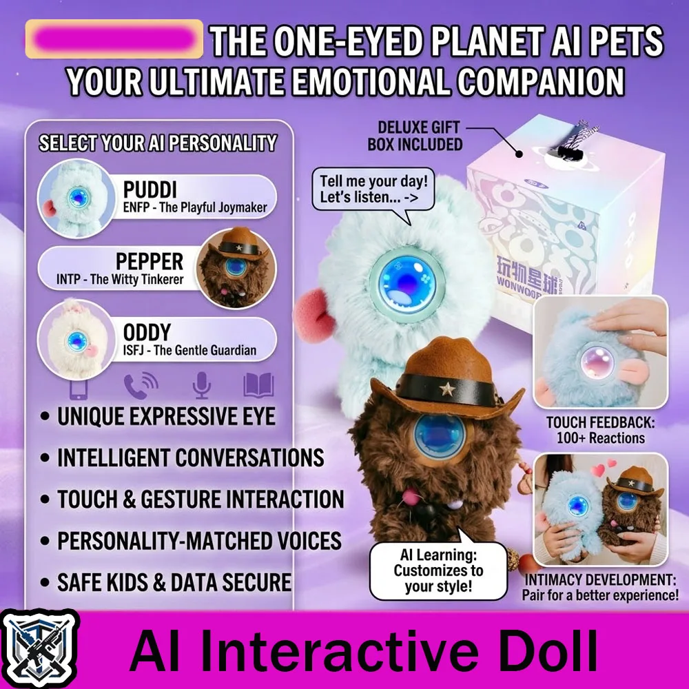 AI Smart Plush Toy,AI Interactive One Eyed Alien Plushie,Talking Storyteller with Deluxe Gift Box Christmas Birthday Gift
AI Smart Plush Toy,AI Interactive One Eyed Alien Plushie,Talking Storyteller with Deluxe Gift Box Christmas Birthday Gift