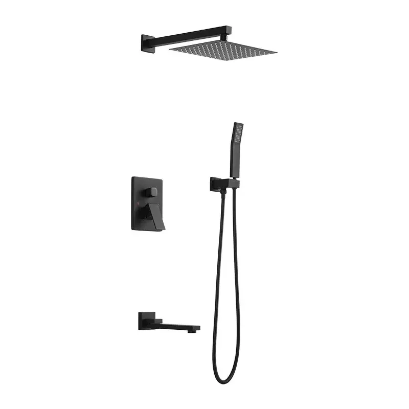 Hot Selling Black Bathroom Hidden Square Shower Set Includes Rain and Massage Shower Head
Hot Selling Black Bathroom Hidden Square Shower Set Includes Rain and Massage Shower Head