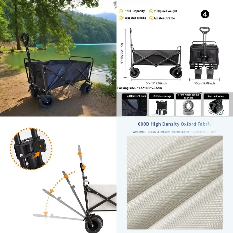 150L High Loading Biggest Wheels Portable Folding Vehicle Picnic Trolley Wagon Cart for Camping Garden Shopping
150L High Loading Biggest Wheels Portable Folding Vehicle Picnic Trolley Wagon Cart for Camping Garden Shopping
