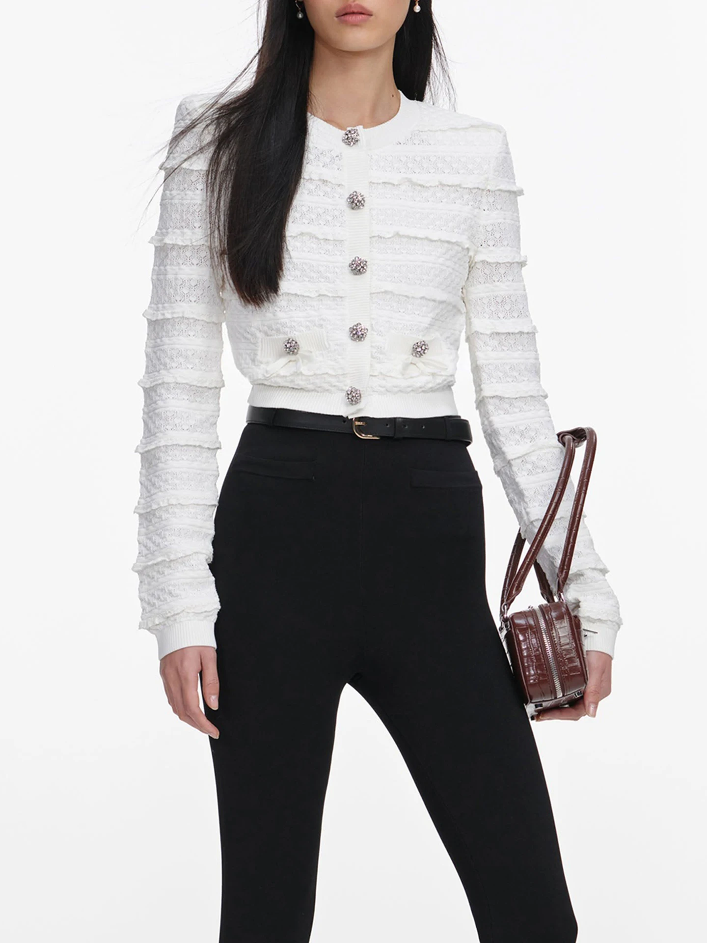 Spring 2026 Elegant Knitted Cardigan Top with Lace Trim Commute Style Regular Fit Soft Medium Length Long Sleeve round Neck
Spring 2026 Elegant Knitted Cardigan Top with Lace Trim Commute Style Regular Fit Soft Medium Length Long Sleeve round Neck