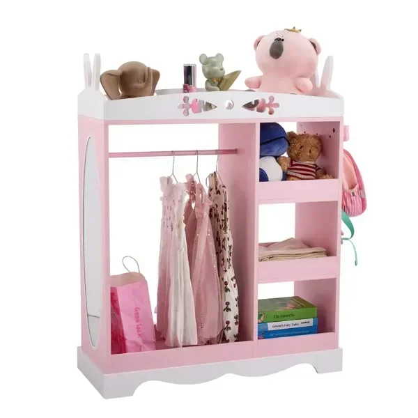 Pink MDF + Particleboard Children's Wardrobe with 1 Mirror, 3 Shelves, and 1 Clothes Rod; Rabbit Ear Design
Pink MDF + Particleboard Children's Wardrobe with 1 Mirror, 3 Shelves, and 1 Clothes Rod; Rabbit Ear Design