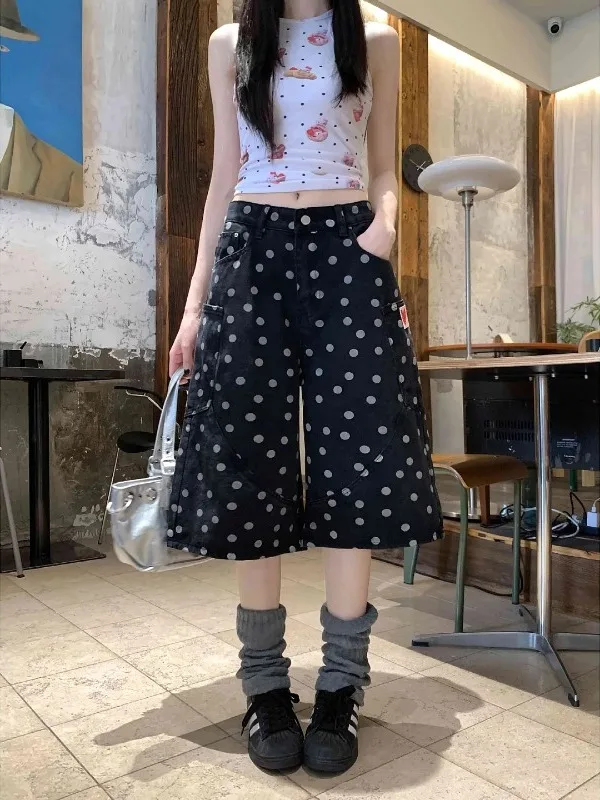 Loose Women's Summer Denim Jeans High Waist Commute Style Multiple Pockets Washed Retro Polka Dot Seven-Foot Pants
Loose Women's Summer Denim Jeans High Waist Commute Style Multiple Pockets Washed Retro Polka Dot Seven-Foot Pants