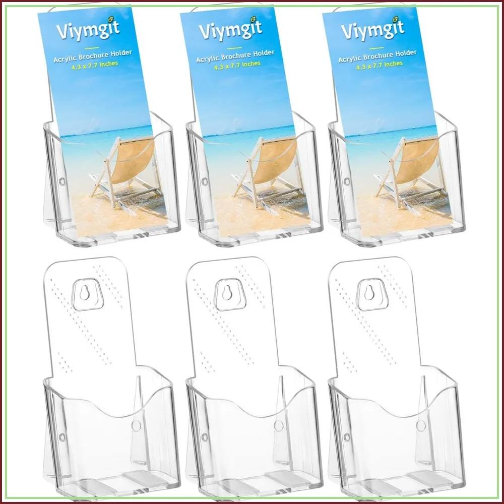 6 Pack 4" Acrylic Brochure Holder Stand, Wall Mount or Countertop Trifold Rack for Flyers, Leaflets, Documents
6 Pack 4" Acrylic Brochure Holder Stand, Wall Mount or Countertop Trifold Rack for Flyers, Leaflets, Documents