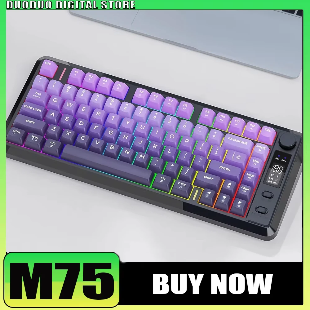 Беспроводная Bluetooth-клавиатура Freewolf M75, двойной режим со смарт-экраном, шариковая крышка из ПБТ, эргономичная бесплатная игровая клавиатура с волком
Беспроводная Bluetooth-клавиатура Freewolf M75, двойной режим со смарт-экраном, шариковая крышка из ПБТ, эргономичная бесплатная игровая клавиатура с волком