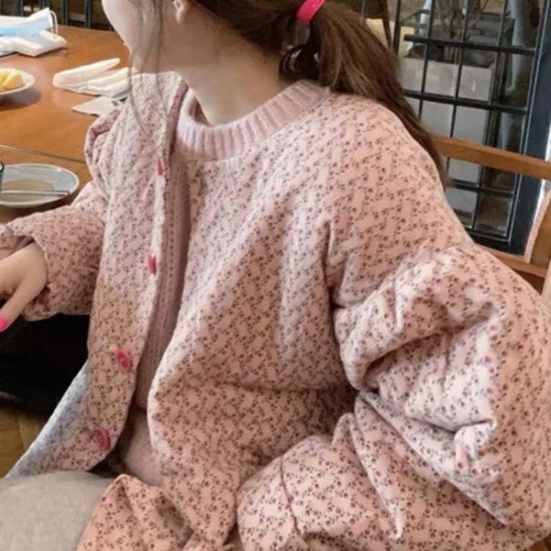 Korean Floral Parkas Women Winter O Neck Pink Printed Outwear Female Sweet Warm Pockets Jacket Clothes
Korean Floral Parkas Women Winter O Neck Pink Printed Outwear Female Sweet Warm Pockets Jacket Clothes