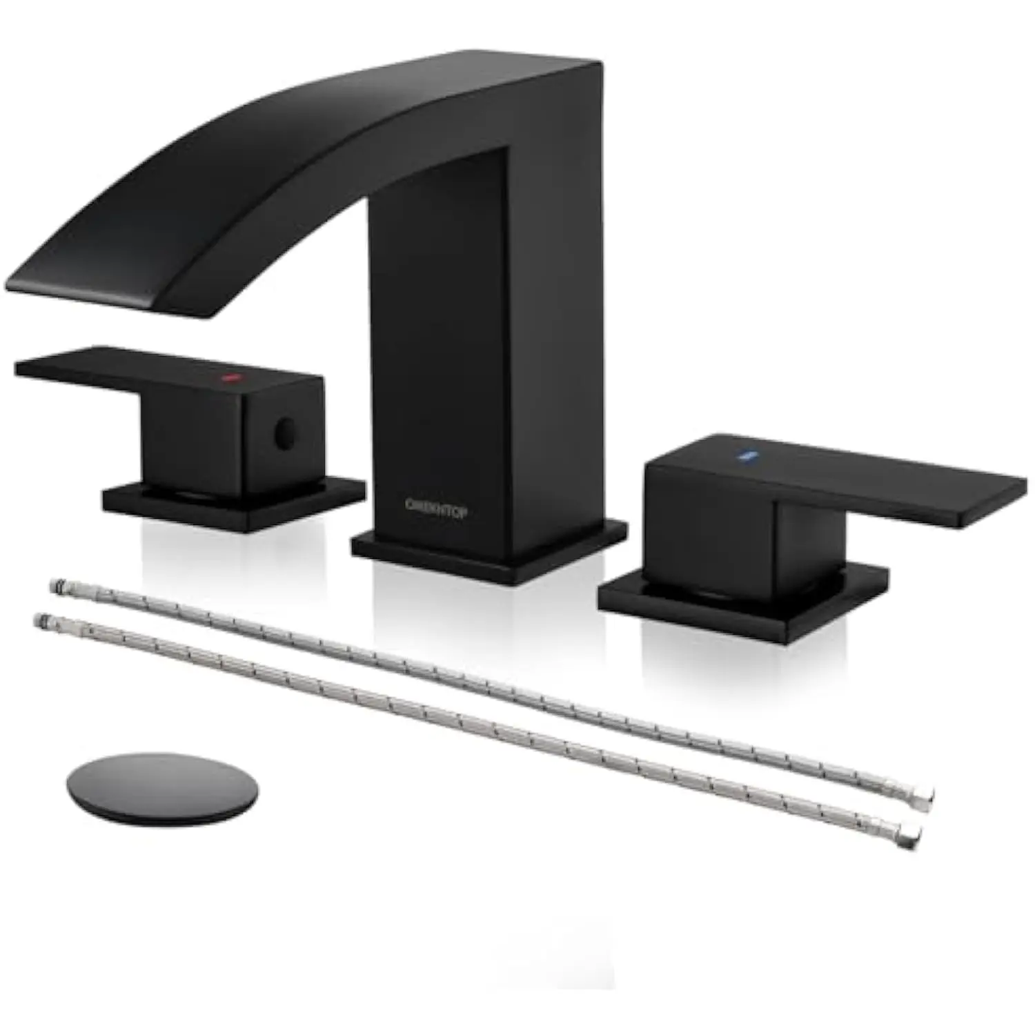 Bathroom Faucet Matte Black, 8 Inch Waterfall Bathroom Sink Faucet 3 Hole, Black Bathroom Faucet with Pop up Drain and Hose, t
Bathroom Faucet Matte Black, 8 Inch Waterfall Bathroom Sink Faucet 3 Hole, Black Bathroom Faucet with Pop up Drain and Hose, t
