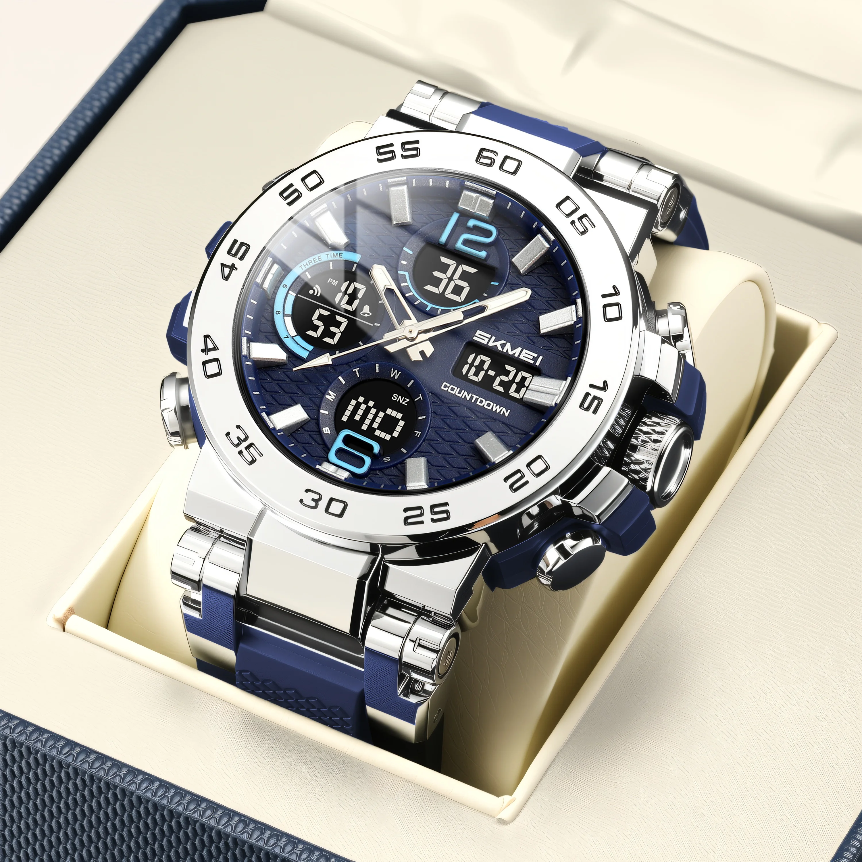 SKMEI модные военные часы с двойным дисплеем времени Chrono, цифровые часы для электроники, светодиодные часы для мужчин и женщин, водонепроницаемые наручные часы
SKMEI модные военные часы с двойным дисплеем времени Chrono, цифровые часы для электроники, светодиодные часы для мужчин и женщин, водонепроницаемые наручные часы