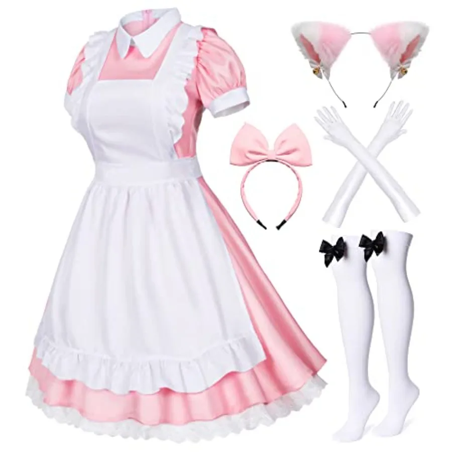 Japanese Anime 6Pcs Lolita French Maid Apron Fancy Dress Cosplay Costume Gloves Headwear Socks set Pink Plus size 4XL
Japanese Anime 6Pcs Lolita French Maid Apron Fancy Dress Cosplay Costume Gloves Headwear Socks set Pink Plus size 4XL