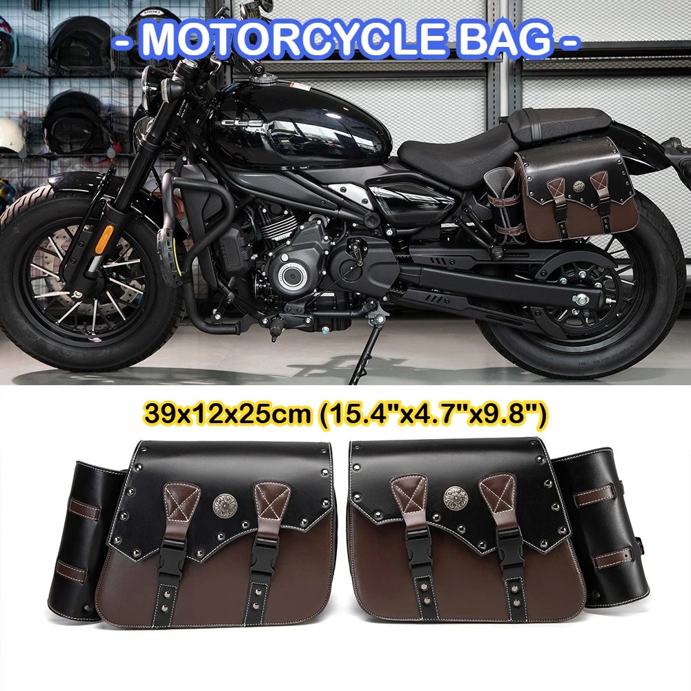 Retro Brown PU Leather Throwover Motorcycle Saddlebags, Pair Side Bag for Motorcyclist, Motorbike Accessories
Retro Brown PU Leather Throwover Motorcycle Saddlebags, Pair Side Bag for Motorcyclist, Motorbike Accessories