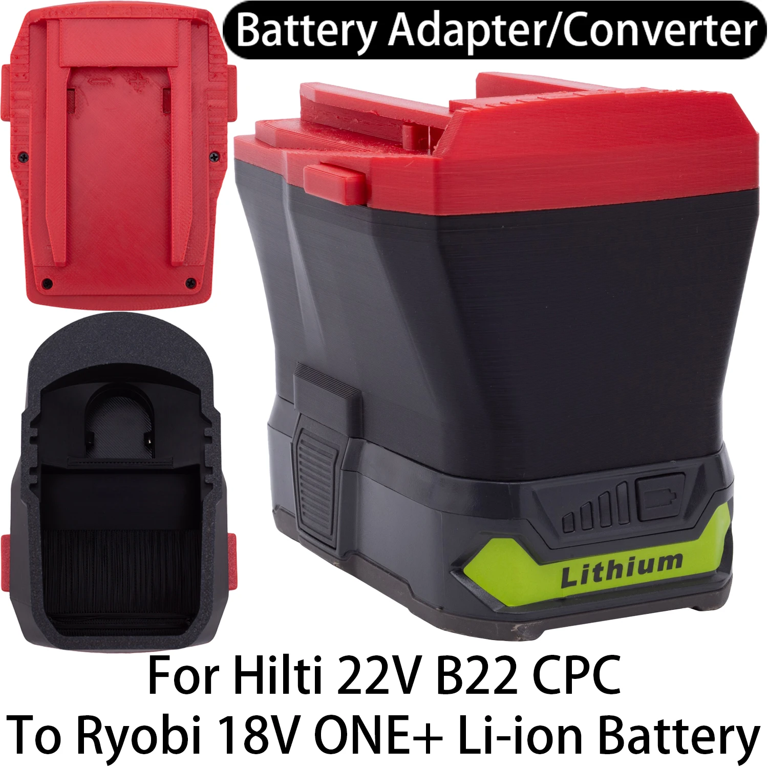 Adapter Converter For Hilti 22V B22 CPC Li-ion Tool To Ryobi 18V ONE+ Li-ion Battery Adapter Converter Power Tool Accessory
Adapter Converter For Hilti 22V B22 CPC Li-ion Tool To Ryobi 18V ONE+ Li-ion Battery Adapter Converter Power Tool Accessory