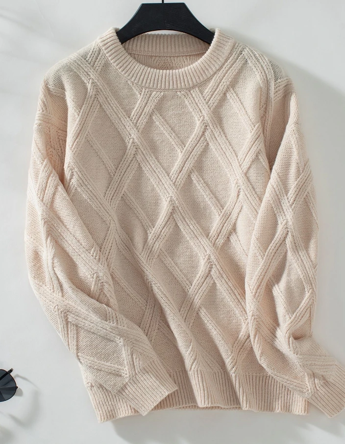Winter Clothes Woman Fashion 2024 Diamond Shaped Pullover Sweater Women's Loose Round Neck Knitted Top Autumn Women's Clothes
Winter Clothes Woman Fashion 2024 Diamond Shaped Pullover Sweater Women's Loose Round Neck Knitted Top Autumn Women's Clothes