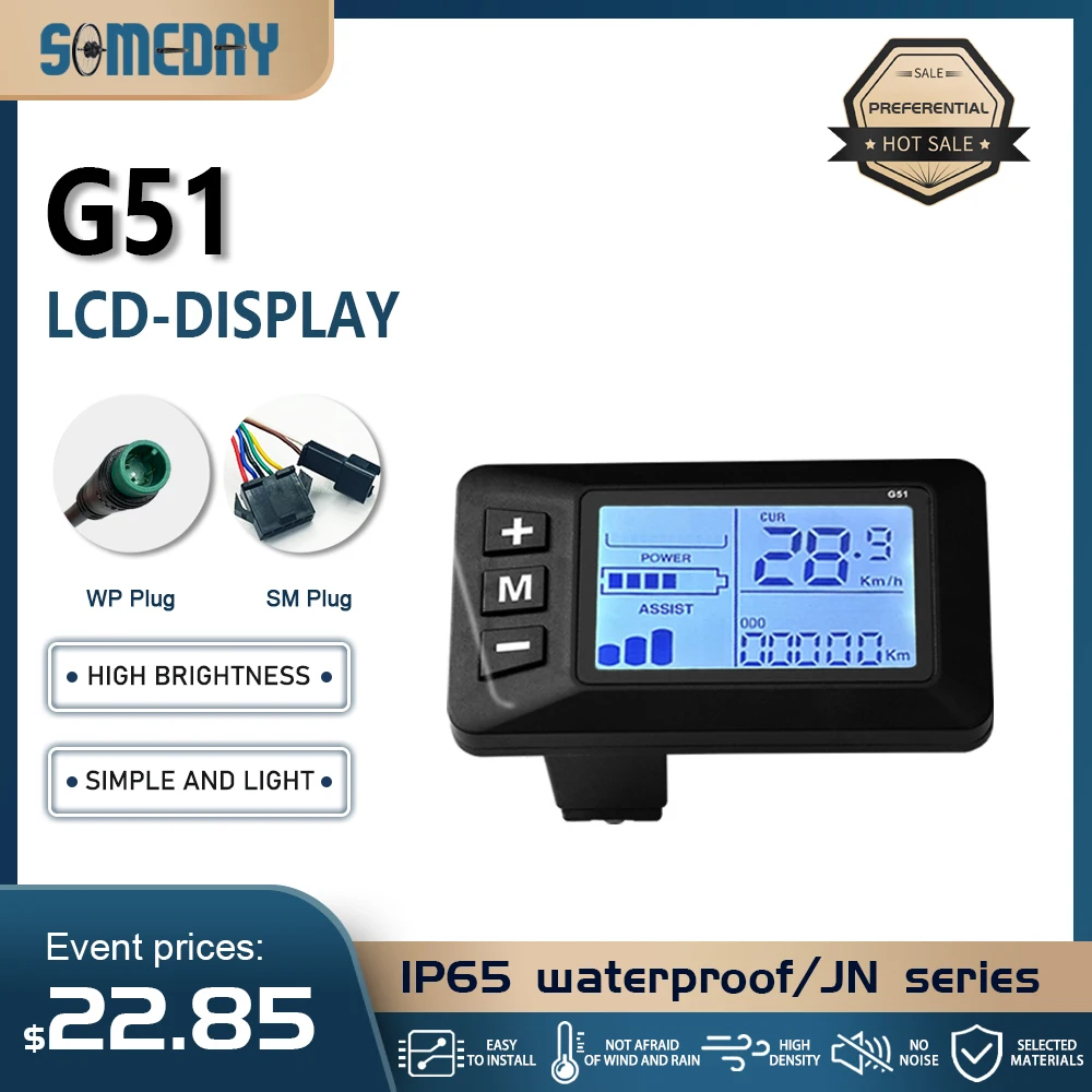 LCD G51 Electric Bicycle Display 24V/36V/48V SM/Waterproof 5pin Controller for Ebike No.2 Protocol Color Screen for E-Bikes
LCD G51 Electric Bicycle Display 24V/36V/48V SM/Waterproof 5pin Controller for Ebike No.2 Protocol Color Screen for E-Bikes