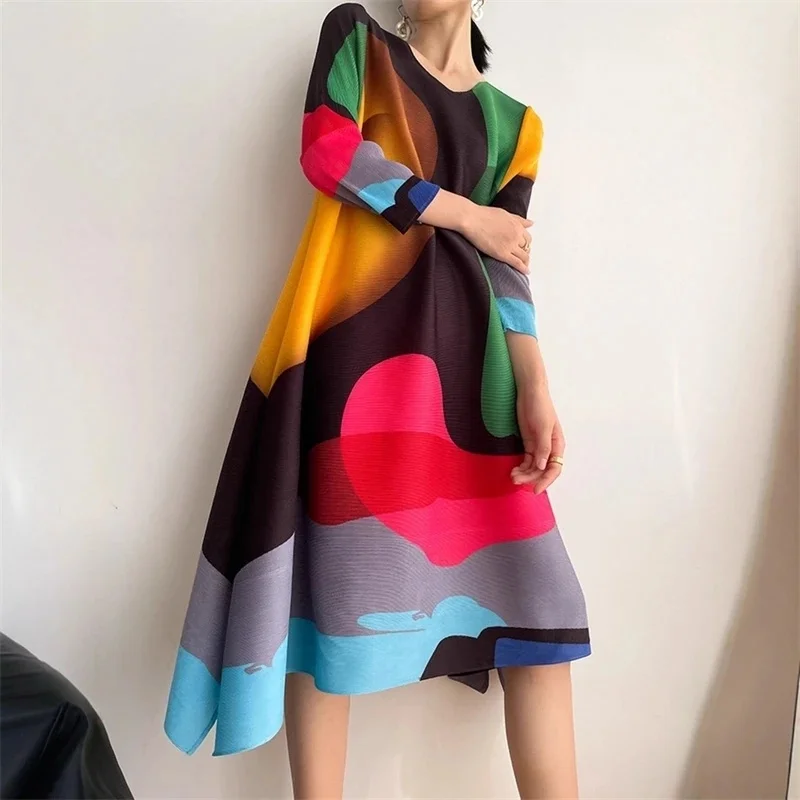 Pleated Printed Skirt Spring Autumn New Temperament Plus Size Large Swing High Waist Casual Dresses For Women
Pleated Printed Skirt Spring Autumn New Temperament Plus Size Large Swing High Waist Casual Dresses For Women