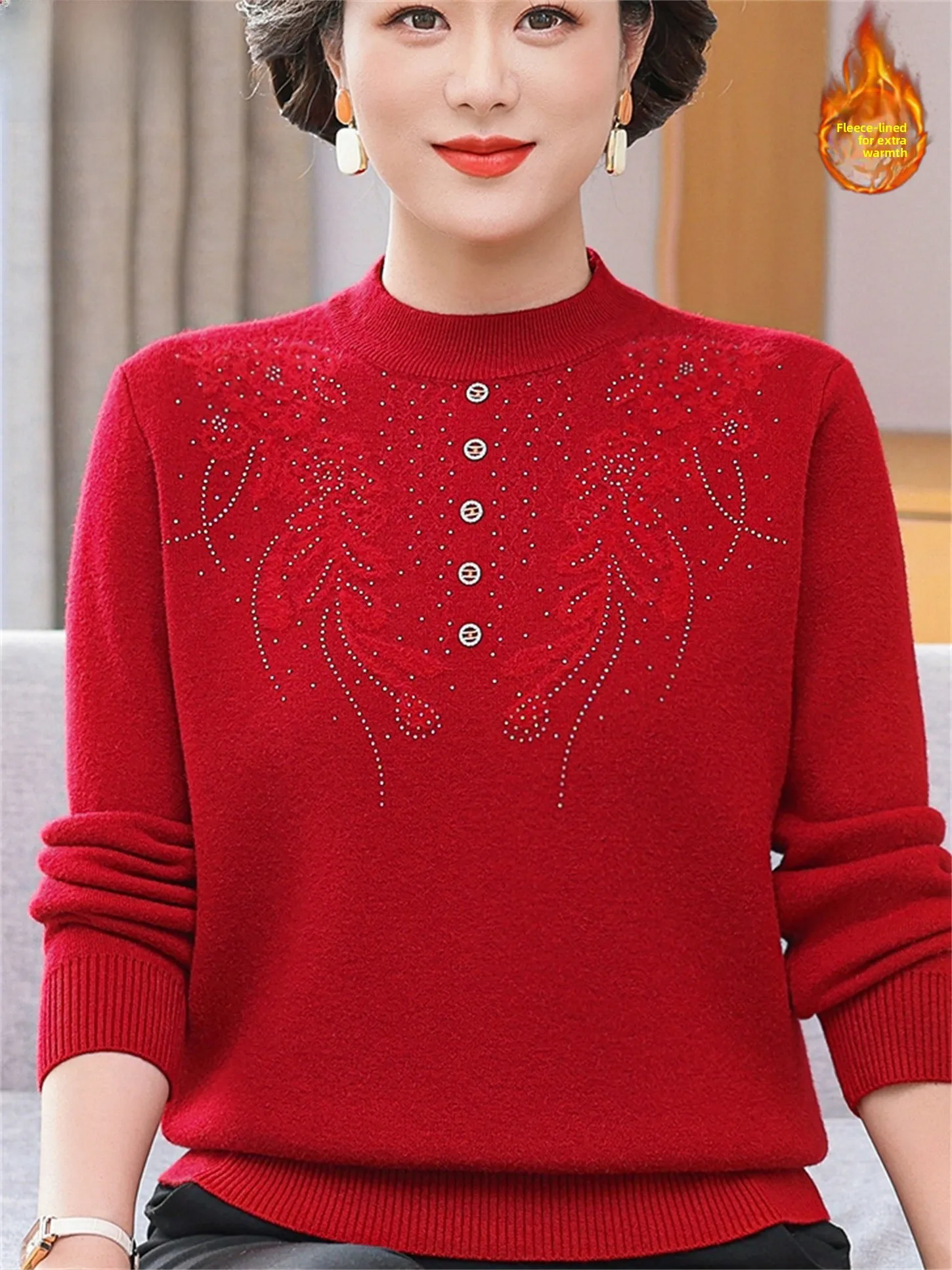 Thiened Fce осенне-зимний свитер для женщин среднего возраста с вышивкой и высоким воротником, теплая моющаяся основа irt
Thiened Fce осенне-зимний свитер для женщин среднего возраста с вышивкой и высоким воротником, теплая моющаяся основа irt