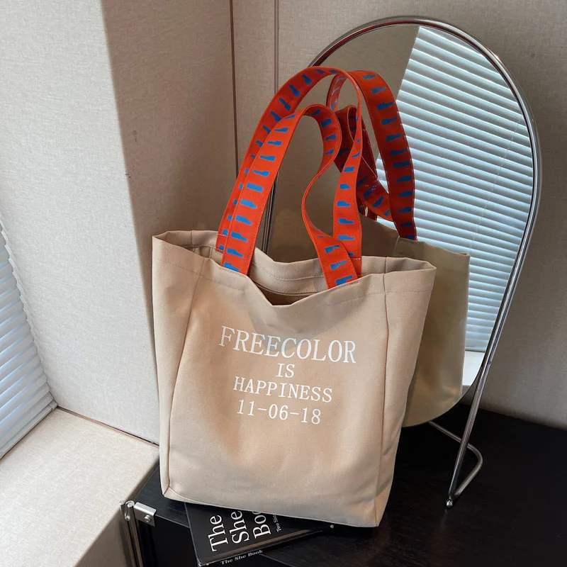 Холщовая большая сумка с буквенным принтом 2025 года, просторная для школы, большая студенческая большая сумка с буквенным принтом, повседневная 
Холщовая большая сумка с буквенным принтом 2025 года, просторная для школы, большая студенческая большая сумка с буквенным принтом, повседневная