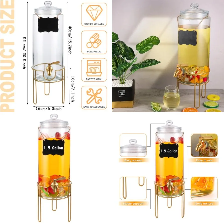 Drink dispenser, Glass Beverage Dispenser With Stand, Drink Dispensers for Parties With Stainless Steel Spigot + Marker Chalkbo
Drink dispenser, Glass Beverage Dispenser With Stand, Drink Dispensers for Parties With Stainless Steel Spigot + Marker Chalkbo