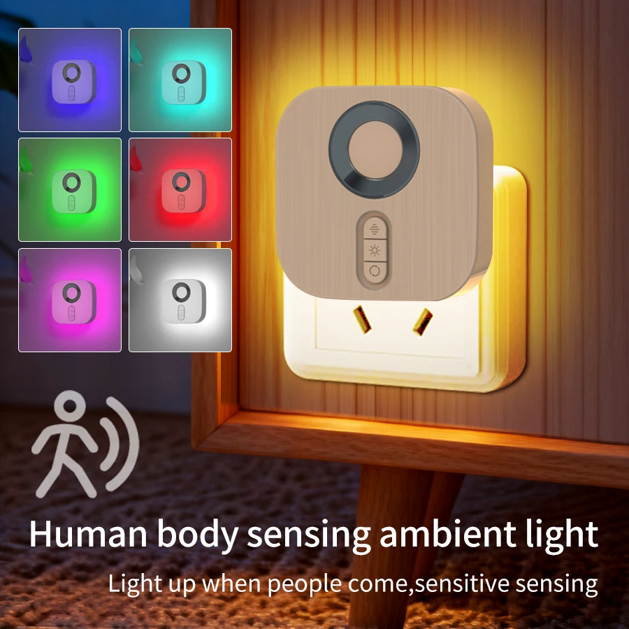 Розетка ЕС с датчиком движения, цвет RGB, настенный светильник, светодиодный ночник для спальни, лестницы, туалета, коридора, кухни, кабинета
Розетка ЕС с датчиком движения, цвет RGB, настенный светильник, светодиодный ночник для спальни, лестницы, туалета, коридора, кухни, кабинета