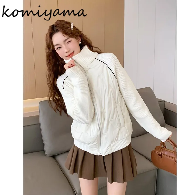 Knitted Spliced Casaco Lazy Style Chamarras De Mujer Long Sleeve Parkas Stand Collar Zip Jaqueta Autumn Winter Jacket Woman
Knitted Spliced Casaco Lazy Style Chamarras De Mujer Long Sleeve Parkas Stand Collar Zip Jaqueta Autumn Winter Jacket Woman