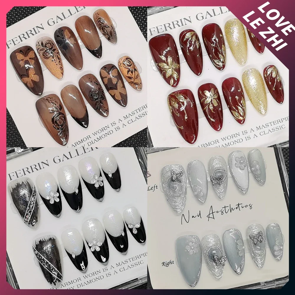 10Pcs Cute French Almond Handmade Press On Nails Cat Eyes Magic Mirror Powder Hand-Painted Flower Long Coffin Wearable Fake Nail
10Pcs Cute French Almond Handmade Press On Nails Cat Eyes Magic Mirror Powder Hand-Painted Flower Long Coffin Wearable Fake Nail