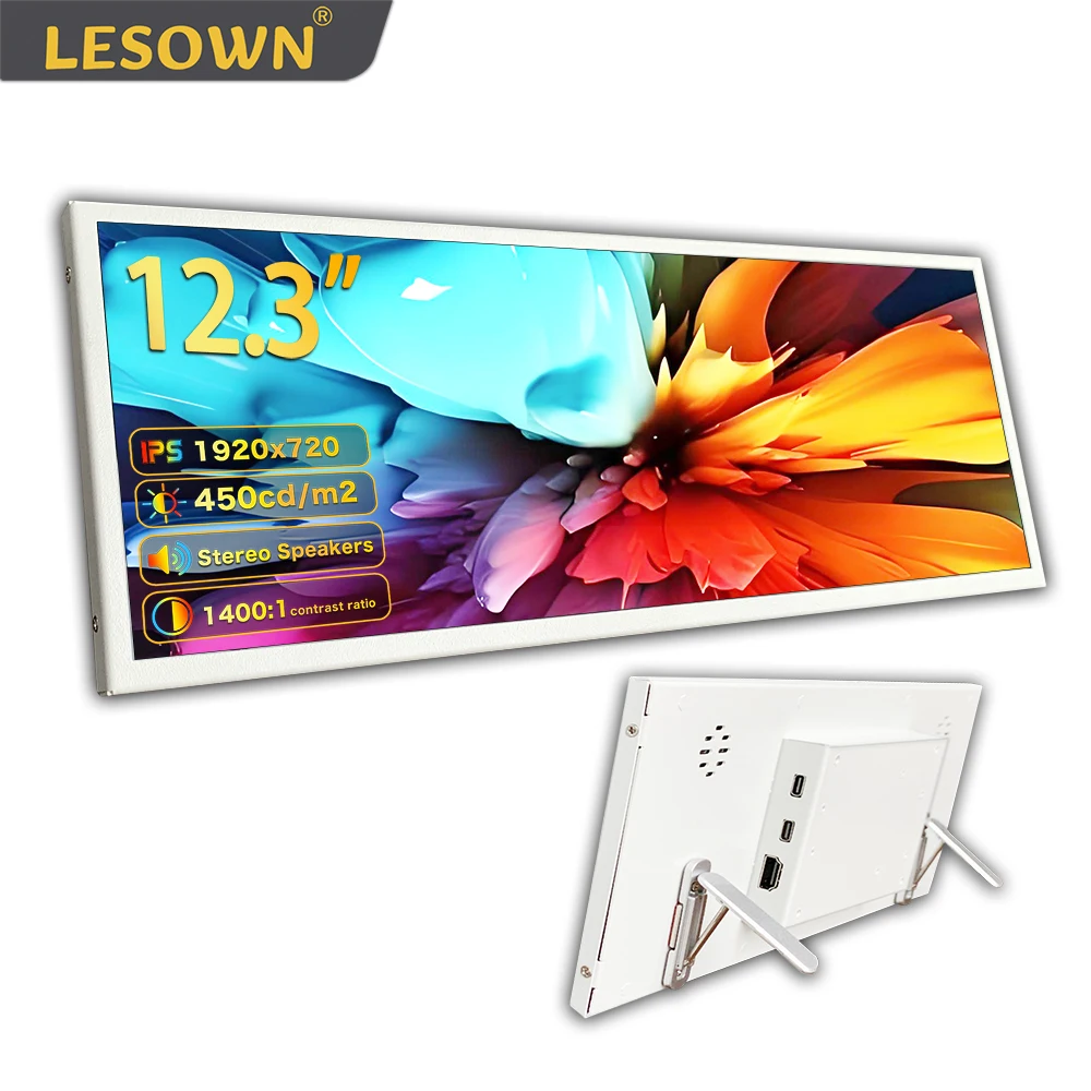 LESOWN 12.3inch Rectangular Additional Display 1920x720 IPS Mobile Computer Extended Display for Raspberry Pi Windows Android
LESOWN 12.3inch Rectangular Additional Display 1920x720 IPS Mobile Computer Extended Display for Raspberry Pi Windows Android