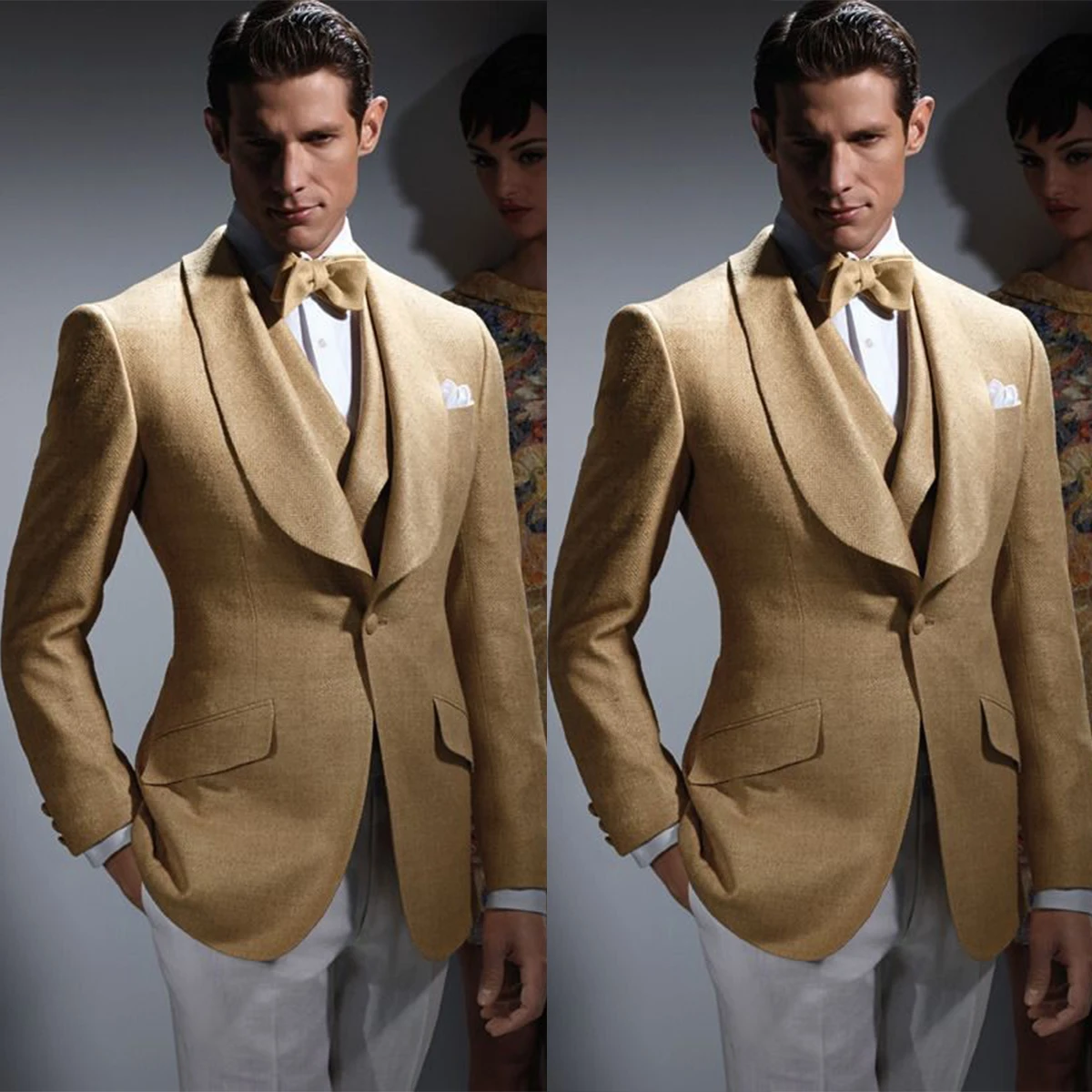 Men's Suit 3 Pieces Blazer Vest White Pants One Button Wide Lapel Brown Work Wear Wedding Groom Formal Tailored Costume Homme
Men's Suit 3 Pieces Blazer Vest White Pants One Button Wide Lapel Brown Work Wear Wedding Groom Formal Tailored Costume Homme
