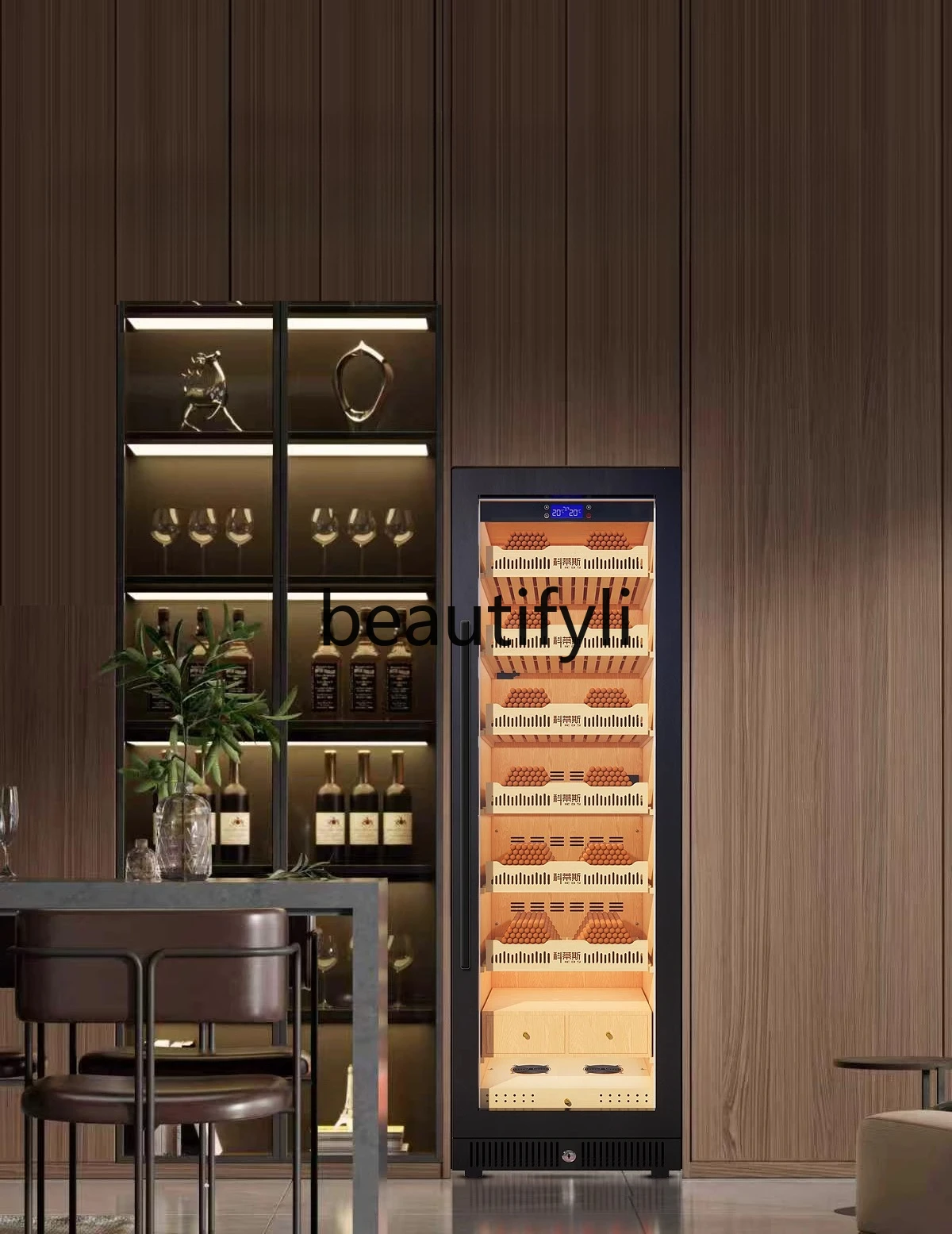 Seamless Fully Embedded Cedar Wood Inner Liner Cigar Cabinet Four Seasons Constant Temperature and Humidity Compressor Cooling
Seamless Fully Embedded Cedar Wood Inner Liner Cigar Cabinet Four Seasons Constant Temperature and Humidity Compressor Cooling