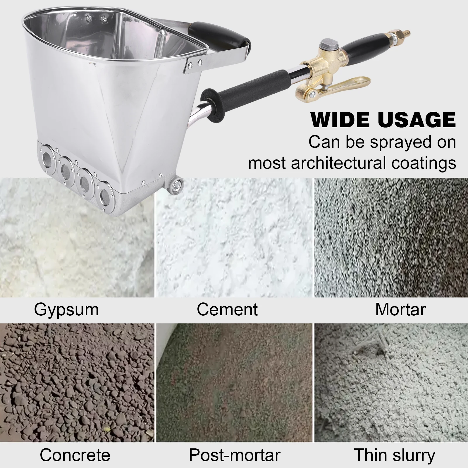 Stucco Cement Mortar Plaster Sprayer with Cover Wall and Ceilings Hopper with 4 Replaceable Spray Jets for Wall Painting Tool
Stucco Cement Mortar Plaster Sprayer with Cover Wall and Ceilings Hopper with 4 Replaceable Spray Jets for Wall Painting Tool
