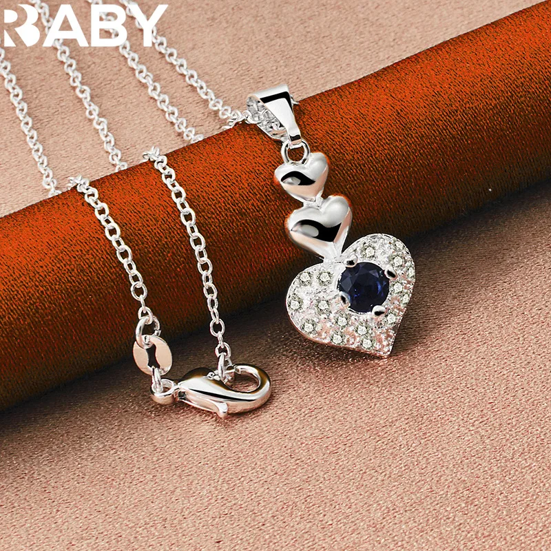 URBABY 925 Sterling Silver Blue Sapphire Heart Pendant Necklace For Women 18-30 Inch Chain Charm Wedding Fashion Noble Jewelry
URBABY 925 Sterling Silver Blue Sapphire Heart Pendant Necklace For Women 18-30 Inch Chain Charm Wedding Fashion Noble Jewelry