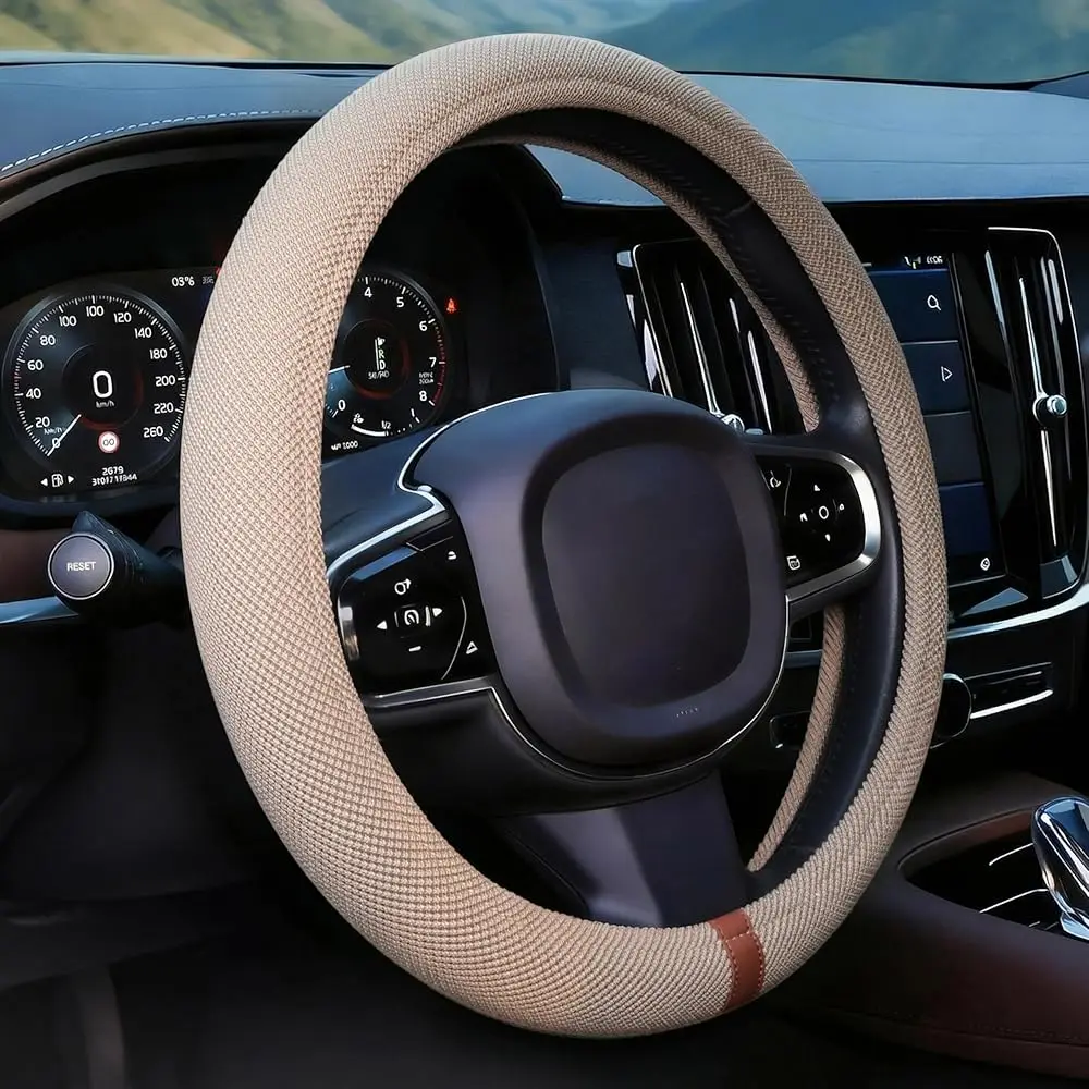 Universal Steering Wheel Cover for Hot Weather, Non-Slip Breathable Cooling Steering Wheel Cover Protector with Brown Mark Up
Universal Steering Wheel Cover for Hot Weather, Non-Slip Breathable Cooling Steering Wheel Cover Protector with Brown Mark Up