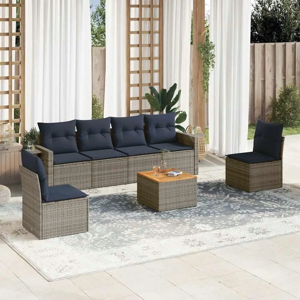 7 Piece Outdoor Patio Sofa Set with Cushions Comfortable Gray Poly Rattan Garden Furniture
7 Piece Outdoor Patio Sofa Set with Cushions Comfortable Gray Poly Rattan Garden Furniture