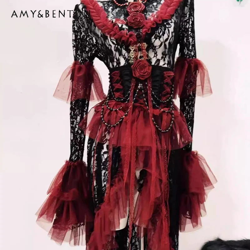 Original Design 2025 Spring Summer Autumn Winter New Women's Dress Sweet Cool Goth Black Red Lace Medium Length Dresses Ladies
Original Design 2025 Spring Summer Autumn Winter New Women's Dress Sweet Cool Goth Black Red Lace Medium Length Dresses Ladies