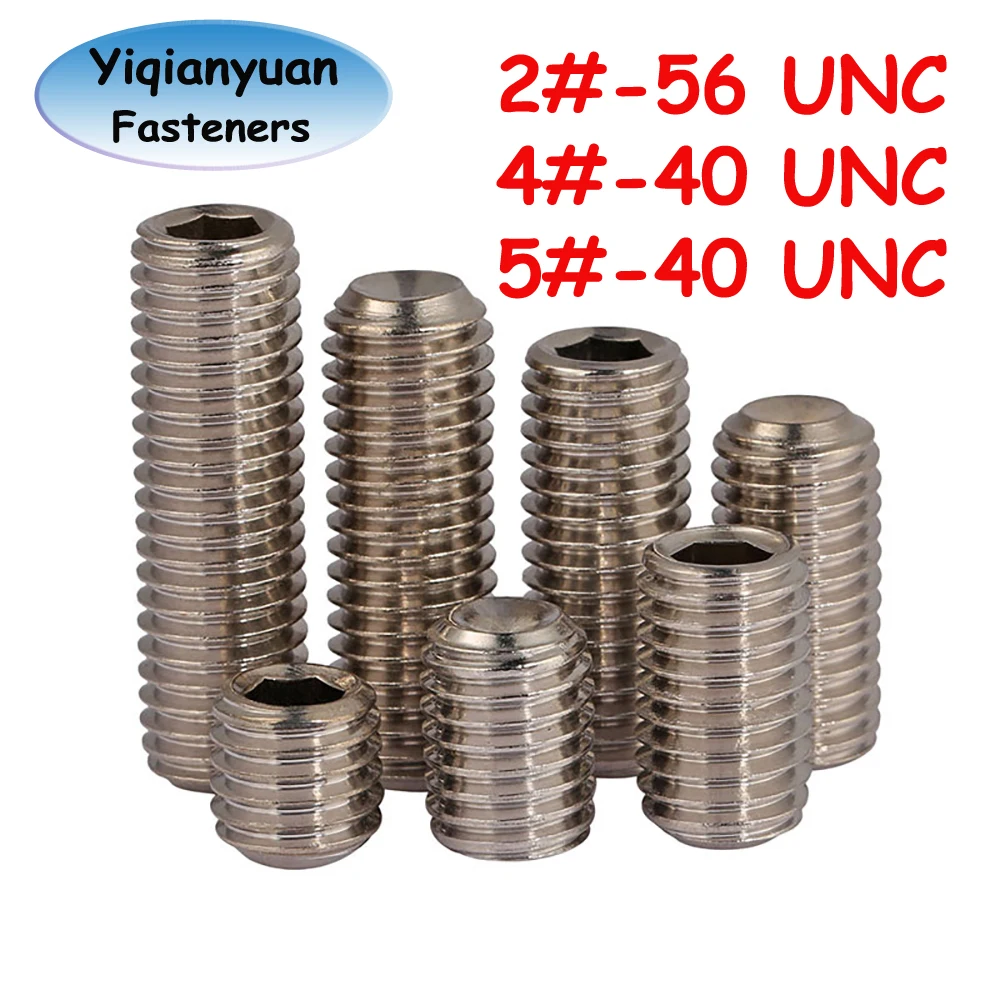 Иньяньань 2 # -56 4 # -40 5 # -40 UNC SUS304 Установочные винты с шестигранной головкой из нержавеющей стали Винты без головки с чашкой для оборудования и инструментов
Иньяньань 2 # -56 4 # -40 5 # -40 UNC SUS304 Установочные винты с шестигранной головкой из нержавеющей стали Винты без головки с чашкой для оборудования и инструментов