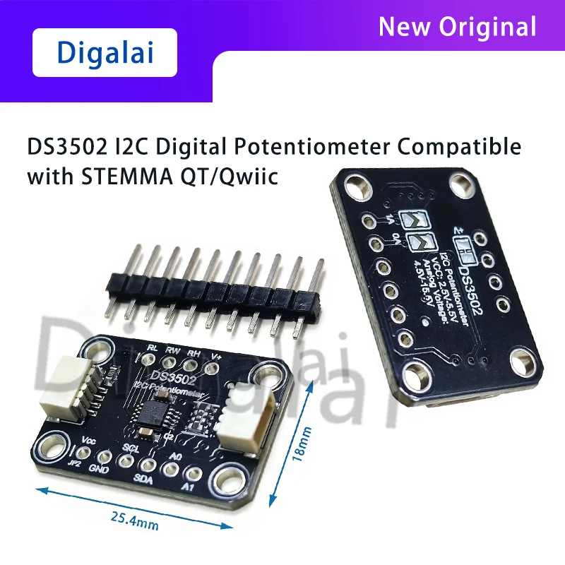 DS3502 I2C Digital Potentiometer Compatible with STEMMA QT/Qwiic
DS3502 I2C Digital Potentiometer Compatible with STEMMA QT/Qwiic