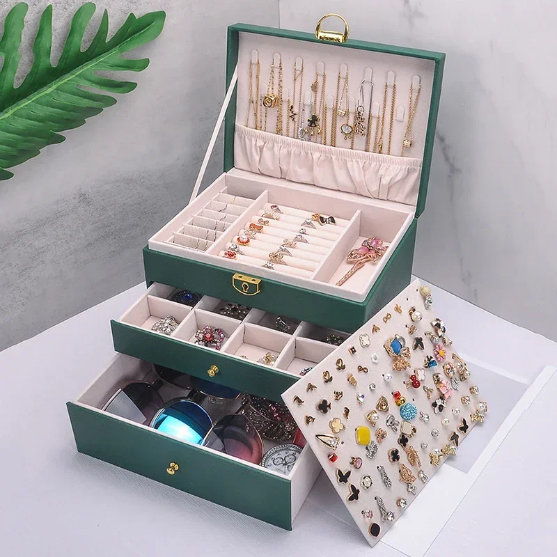 Portable Jewelry Box Large Capacity Jewelry Organizer Display Jewelry Case Button Leather Zipper Jewelers Joyero Playing cards
Portable Jewelry Box Large Capacity Jewelry Organizer Display Jewelry Case Button Leather Zipper Jewelers Joyero Playing cards