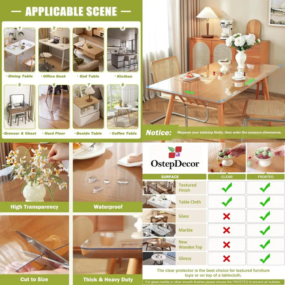 Защитная пленка для стола 42 x 72 дюйма, толщина 1,5 мм, прозрачное покрытие для стола из пластика, водонепроницаемая защитная пленка из ПВХ, защита для стола M
Защитная пленка для стола 42 x 72 дюйма, толщина 1,5 мм, прозрачное покрытие для стола из пластика, водонепроницаемая защитная пленка из ПВХ, защита для стола M