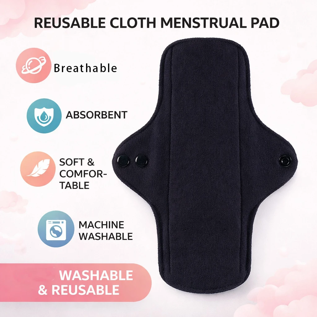 5 Pieces Reusable Washable Cotton Sanitary Pads Black Menstrual Pads for Daily Use Black Cotton Sanitary Towels for Women
5 Pieces Reusable Washable Cotton Sanitary Pads Black Menstrual Pads for Daily Use Black Cotton Sanitary Towels for Women