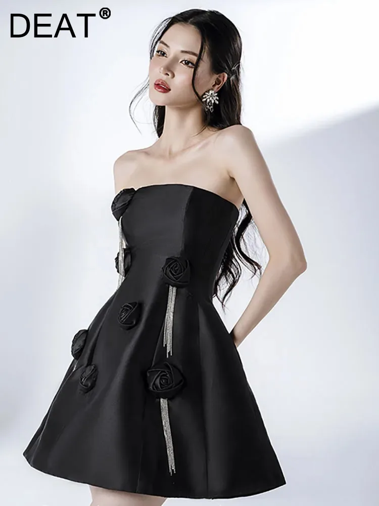 DEAT Elegant Dress Black Spliced 3d Flowers Diamond Tassel Mini Women's Evening Party Dresses 2024 Spring New Fashion 15KB2934
DEAT Elegant Dress Black Spliced 3d Flowers Diamond Tassel Mini Women's Evening Party Dresses 2024 Spring New Fashion 15KB2934