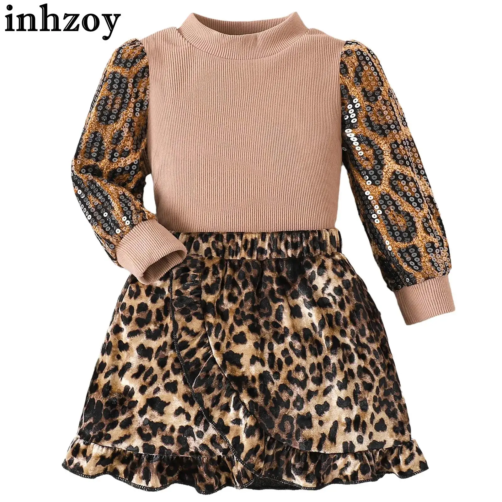 Повседневная одежда с леопардовым принтом для маленьких девочек, пуловер с длинными рукавами, топ и юбка, модный комплект одежды в Корейском стиле
Повседневная одежда с леопардовым принтом для маленьких девочек, пуловер с длинными рукавами, топ и юбка, модный комплект одежды в Корейском стиле