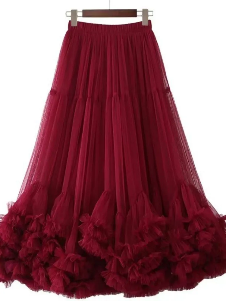 New High Waist Mesh Half Skirt 2026 Autumn With Big Flounce Design Elegant Puffy Style Loose Draping Quality Skirts For Women
New High Waist Mesh Half Skirt 2026 Autumn With Big Flounce Design Elegant Puffy Style Loose Draping Quality Skirts For Women