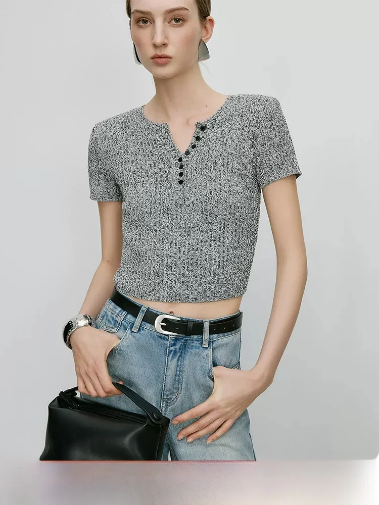 Fashionable Knitted Slim Fit Short T-Shirt Women's Summer New Style Vansland Design round Neck Short Sleeve Cotton Blend Top
Fashionable Knitted Slim Fit Short T-Shirt Women's Summer New Style Vansland Design round Neck Short Sleeve Cotton Blend Top
