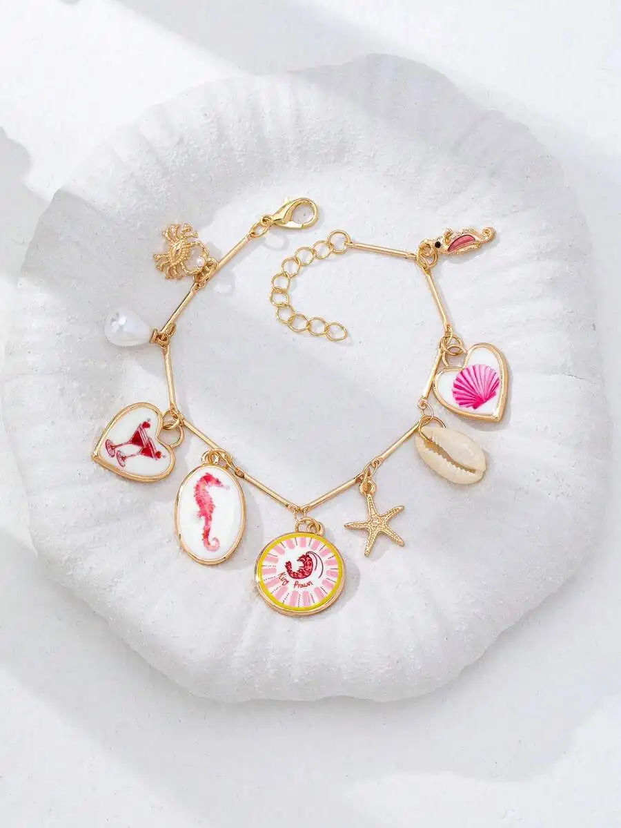 Summer Beach Shell Starfish Charm Bracelet Ocean Boho Style Faux Pearl Marine Life Jewelry For Women
Summer Beach Shell Starfish Charm Bracelet Ocean Boho Style Faux Pearl Marine Life Jewelry For Women