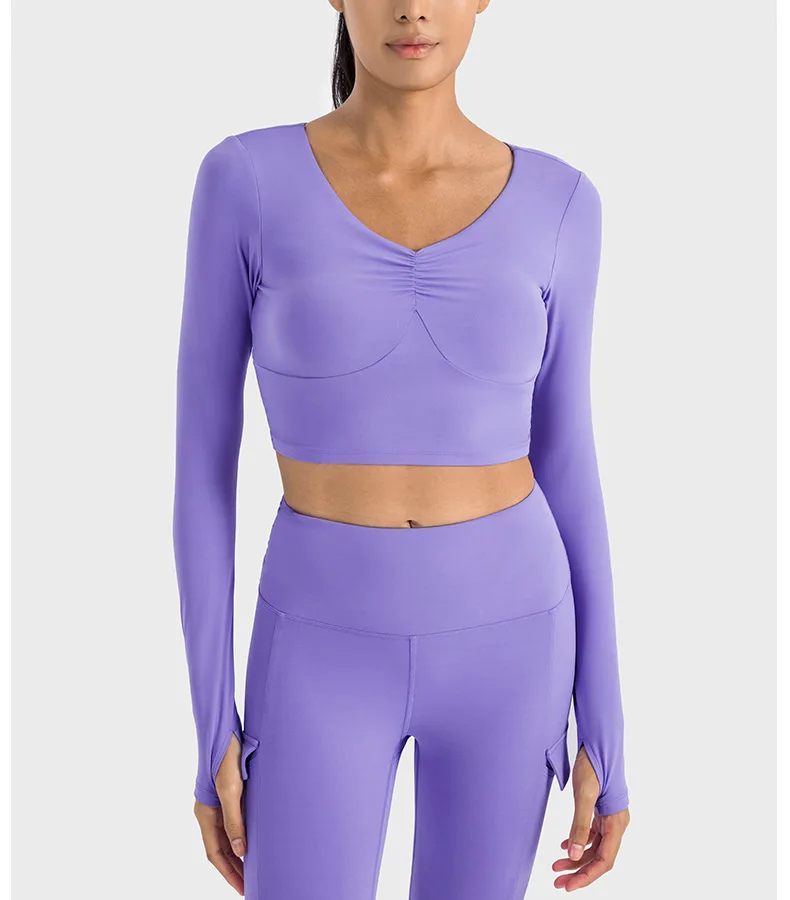 Women's Long Sleeve Top T-Shirt Gym Yoga Sport Shirts With Chest Pad Outdoor Jogging Fitness Folded V-Neck Sportswear Pullover
Women's Long Sleeve Top T-Shirt Gym Yoga Sport Shirts With Chest Pad Outdoor Jogging Fitness Folded V-Neck Sportswear Pullover