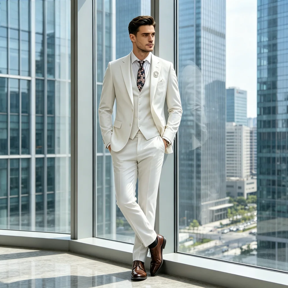Solid Color 3 Piece Men's Tuxedo Set - Wedding Groom Party Prom Formal Business Male Suit with Blazer Vest Pants Men Outfits
Solid Color 3 Piece Men's Tuxedo Set - Wedding Groom Party Prom Formal Business Male Suit with Blazer Vest Pants Men Outfits