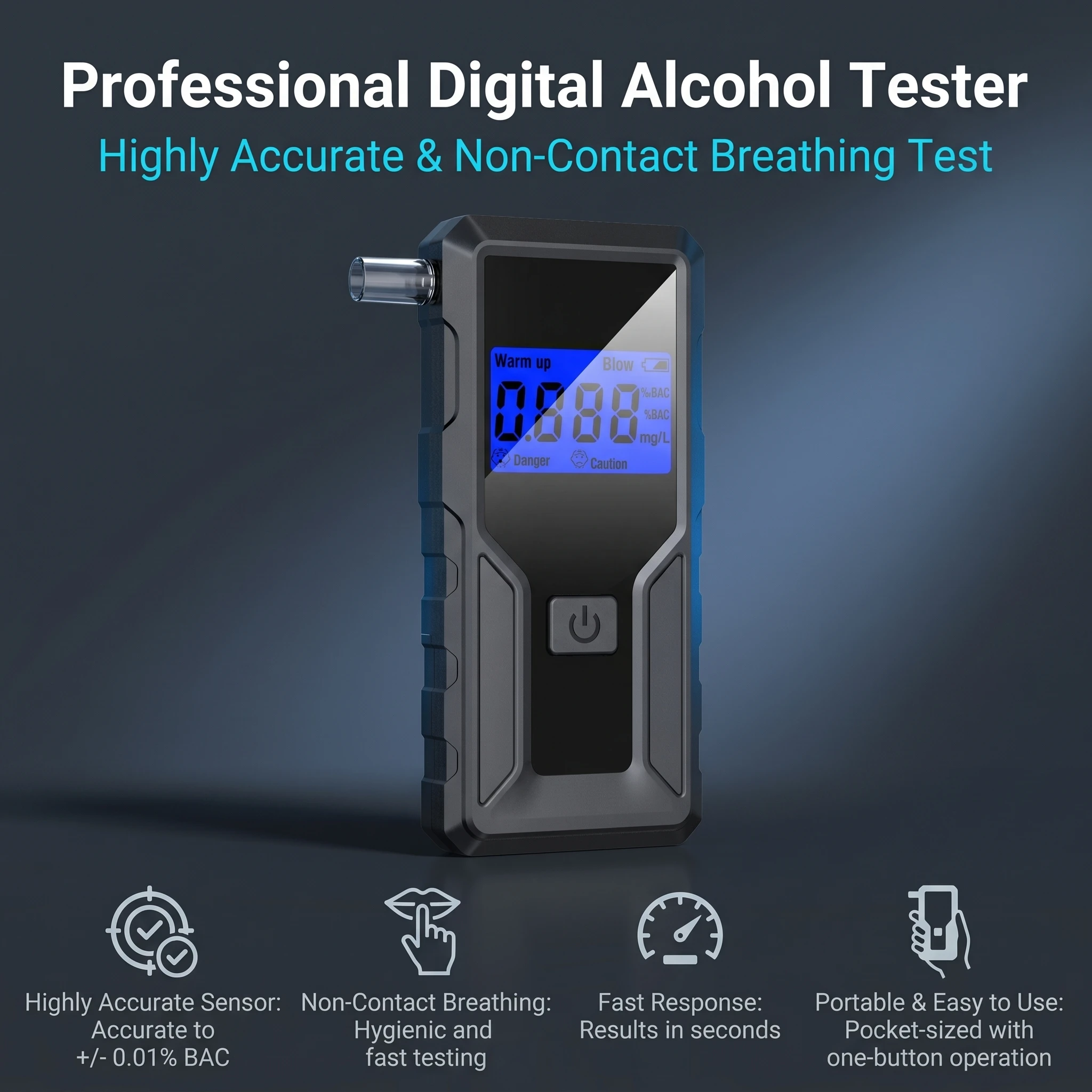 Portable LCD Screen Breathalyzer High Precision Alcohol Tester for Detecting Drunk Driving Post-Drinking Test Device
Portable LCD Screen Breathalyzer High Precision Alcohol Tester for Detecting Drunk Driving Post-Drinking Test Device