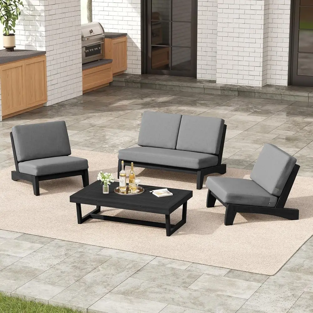 4-Piece Outdoor Patio Furniture Set with 2 Chairs, Coffee Table & Thick Cushions - Weather-Resistant Gray/K (Split Back)
4-Piece Outdoor Patio Furniture Set with 2 Chairs, Coffee Table & Thick Cushions - Weather-Resistant Gray/K (Split Back)