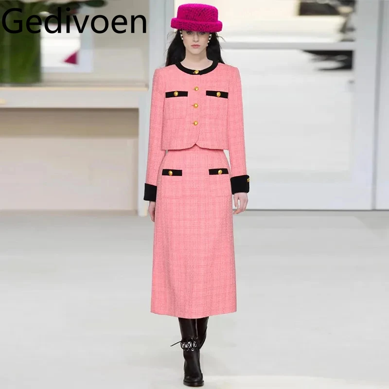 Gedivoen Autumn and Winter Women's Suit Black Round neck Single breasted Tops+Straight Skirt young girls'style Two piece set
Gedivoen Autumn and Winter Women's Suit Black Round neck Single breasted Tops+Straight Skirt young girls'style Two piece set