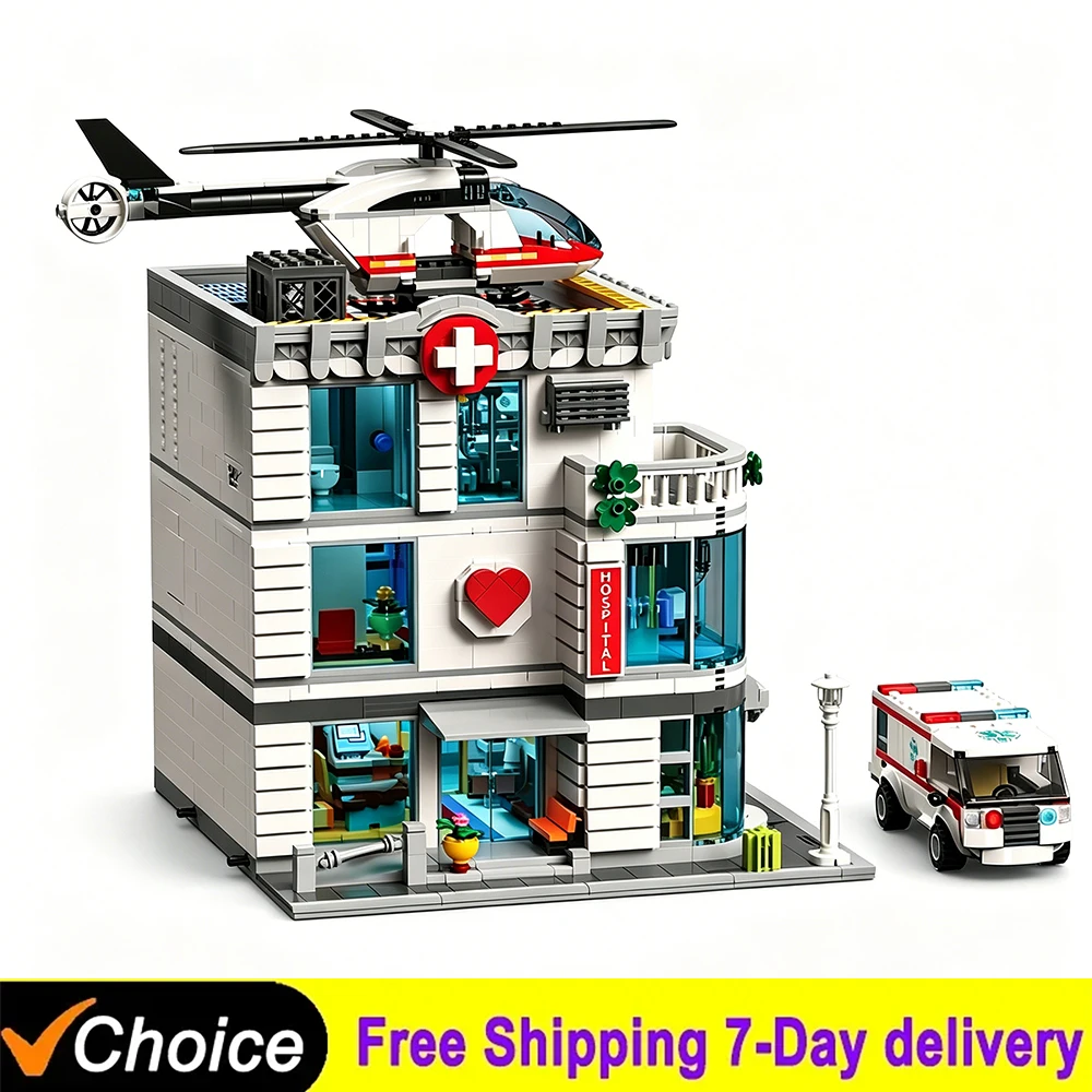 IN STOCK 2876Pcs City Steet The Hospital Building Blocks Sets MOC Ambulance Helicopter Model DIY Ornament Toys For Kids Gifts
IN STOCK 2876Pcs City Steet The Hospital Building Blocks Sets MOC Ambulance Helicopter Model DIY Ornament Toys For Kids Gifts