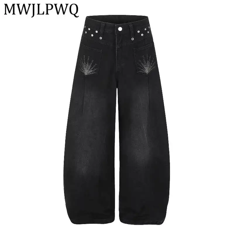 MWJLPWQ American High Street Washed Gradient Rivet Jeans For Men Women Loose-Fitting Stylish Wide-Leg Curved Trousers 16975
MWJLPWQ American High Street Washed Gradient Rivet Jeans For Men Women Loose-Fitting Stylish Wide-Leg Curved Trousers 16975