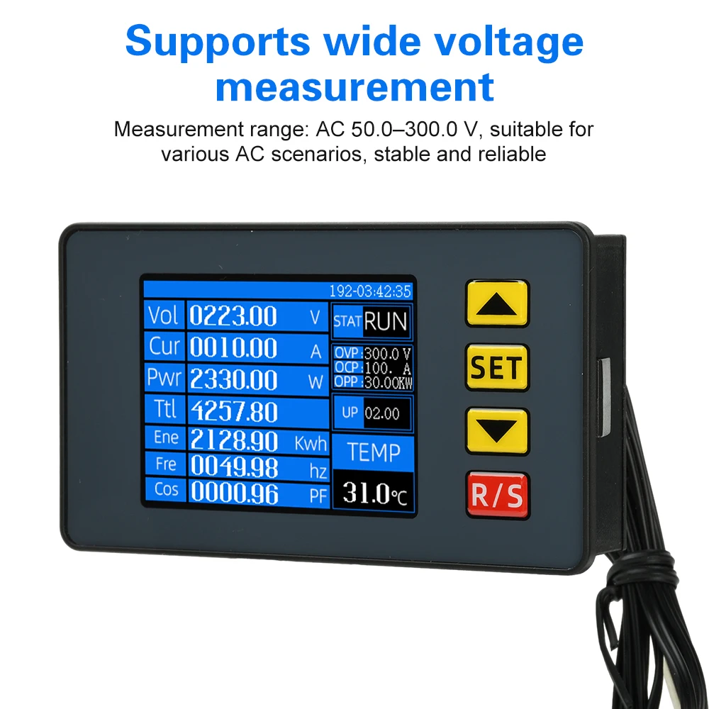 AC 50-300V 100A Измеритель напряжения и тока Частота электроэнергии Монитор энергии Вольтметр с внешним замкнутым амперным индуктором
AC 50-300V 100A Измеритель напряжения и тока Частота электроэнергии Монитор энергии Вольтметр с внешним замкнутым амперным индуктором